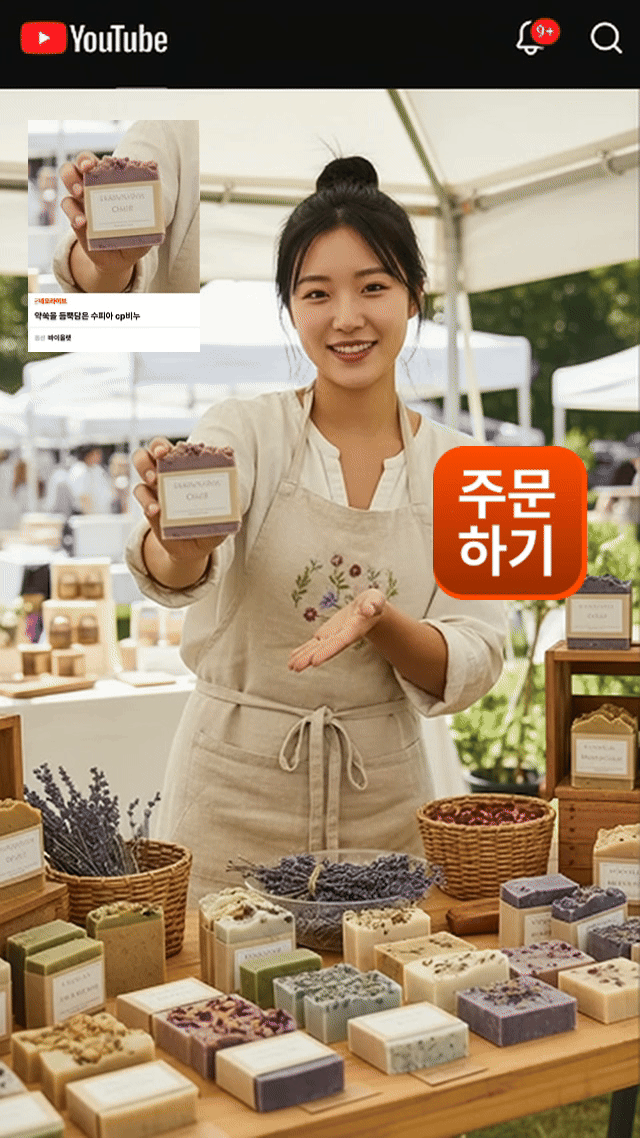 유튜브 방송을 보면서 주문 리모컨을 여닫아 상품을 주문하는 화면