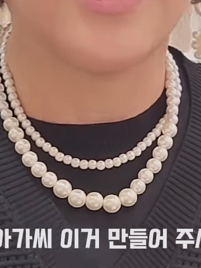진주두줄목걸이