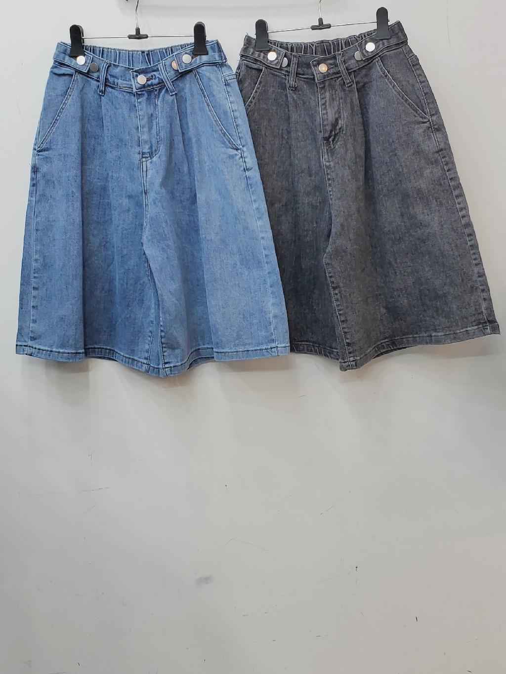 옆단추버뮤다청반바지