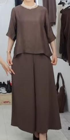 자체)인견큐롯바지+인견라운드셋업