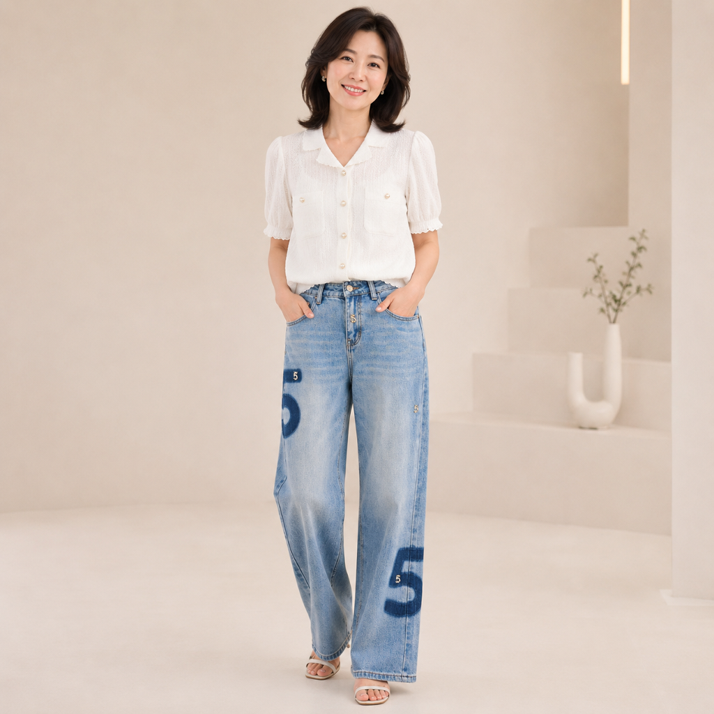 넘버5 와이드 데님팬츠