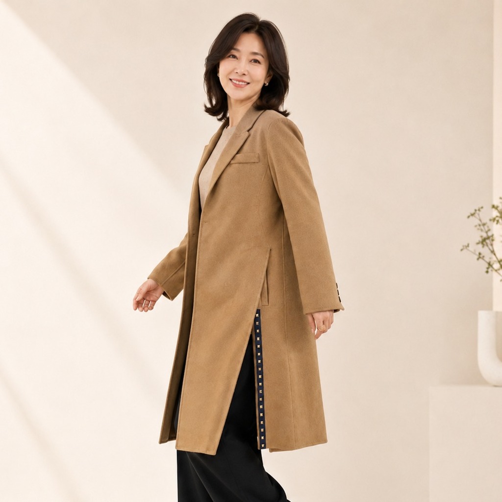 클래식 사이드 스터드 롱코트